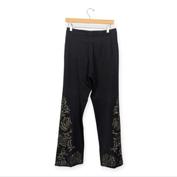 St. John Evening Black Embroidered Flare Leg Pants Size 8 - Picture 2 of 8